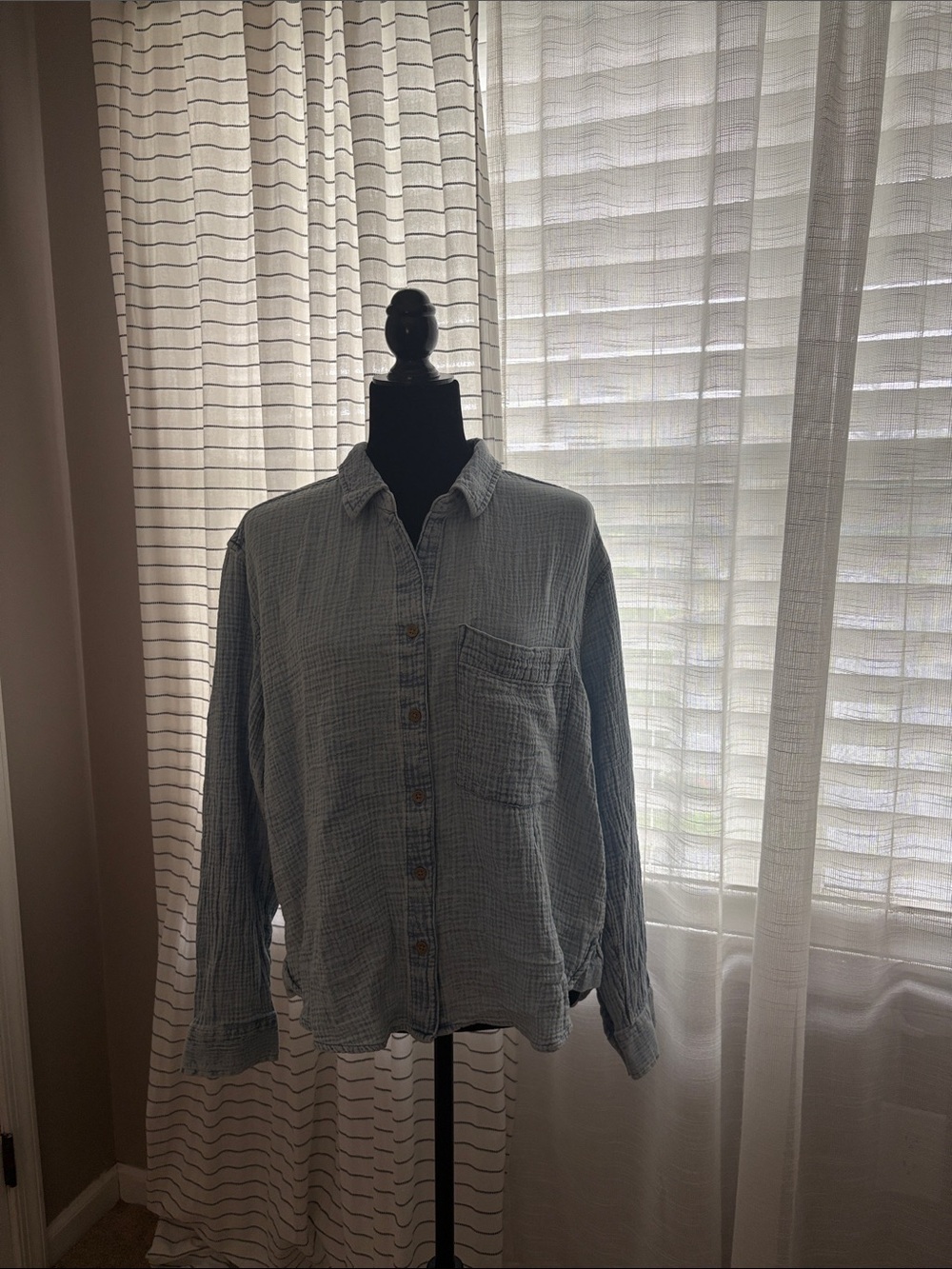 beachlunchlounge Pale Blue Lightweight Button-Up Shirt